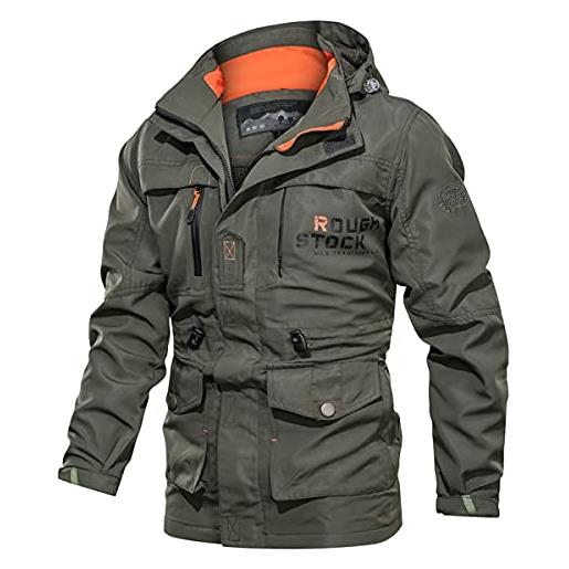 QCBH giacca da uomo impermeabile esterna giacca da casuale arrampicata abbigliamento da trekking giacca a vento multitasche da montagna