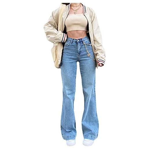 Oniissy pantaloni a zampa stile vintage da donna dal taglio slim flare jeans a vita alta jeans dritti a gamba larga donna vintage streetwear