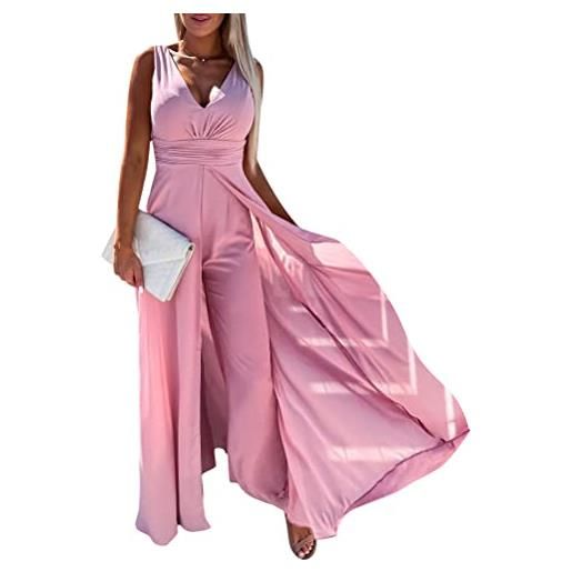 Onsoyours sexy tute donna pantaloni vestito abito elegante cocktail party monopezzi solide casual tute da sera rompers cerimonia tuta lungo playsuit jumpsuit romper c rosa l
