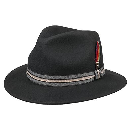 Stetson cappello in lana bilaco traveller uomo - outdoor feltro di da pioggia con fodera autunno/inverno - l (58-59 cm) nero
