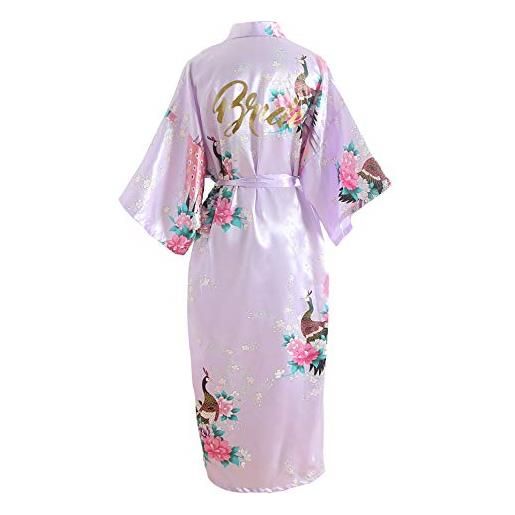 YAOMEI donna pigiama sleepwear vestaglia, di seta raso di seta robe accappatoio da notte (larghezza busto: 126 cm, bianca-bridesmaid)