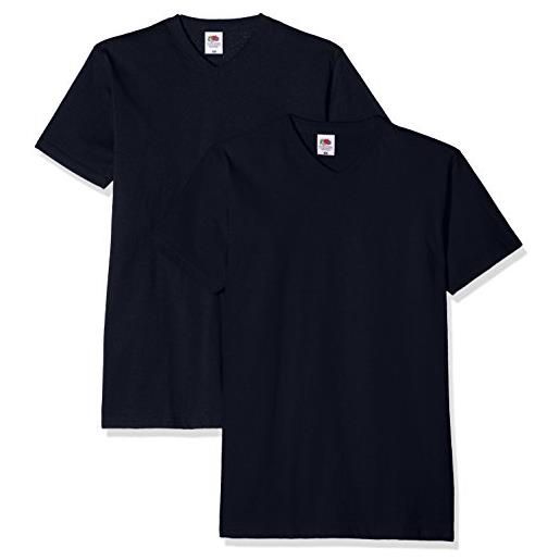 Fruit of the Loom valueweight v-neck t t-shirt, nero (black), l uomo