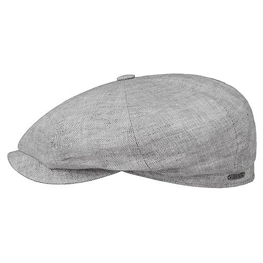 Stetson coppola in lino hatteras classic donna/uomo - berretto newsboy con visiera, fodera primavera/estate primavera estate autunno inverno autunno/inverno - 59 cm grigio chiaro