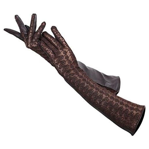 Generic guanti di cuoio lunghi guanti lunghi in pelle di pecora guanti di cuoio delle donne di banchetto, marrone, 7