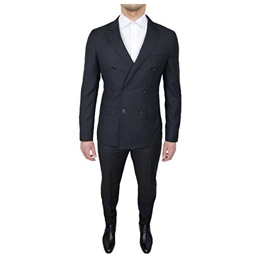 Mat Sartoriale abito completo alta sartoria uomo doppiopetto nero vestito elegante cerimonia (58)