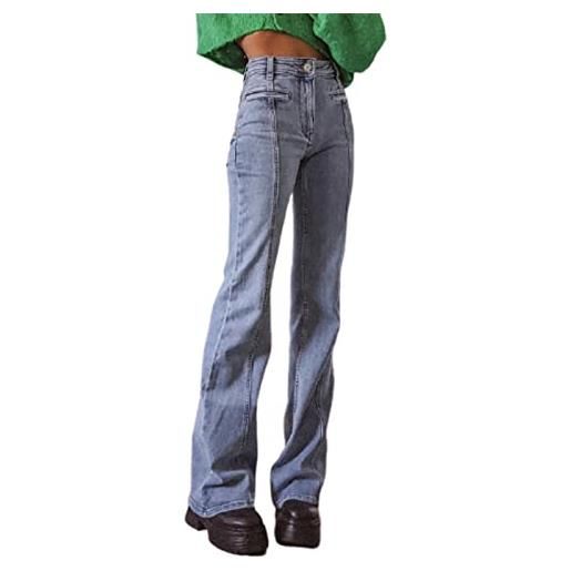 JFISQ jeans a zampa a vita media da donna y2k pantaloni in denim con patch stella a cinque punte sexy retrò pantaloni estetici harajuku anni '90 streetwear, blu, m