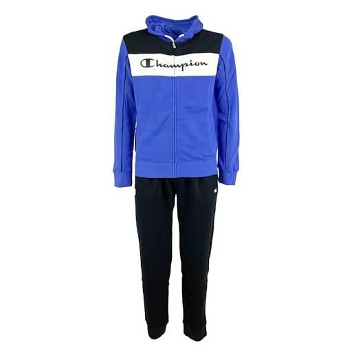 Champion legacy sweatsuits powerblend terry color block hooded, tuta sportiva uomo, (grigio melange/blu marino), xl