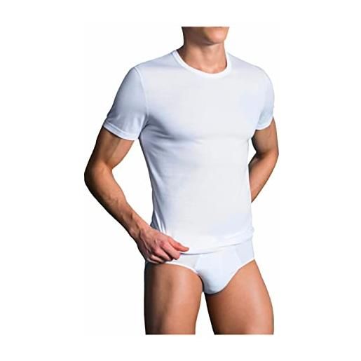 GENERICO maglietta intima uomo felpata, offerta 3-6 pezzi, girocollo, maglietta intima uomo caldo cotone pettinato, maglietta intima uomo invernale (m, 6 pezzi-bianco)