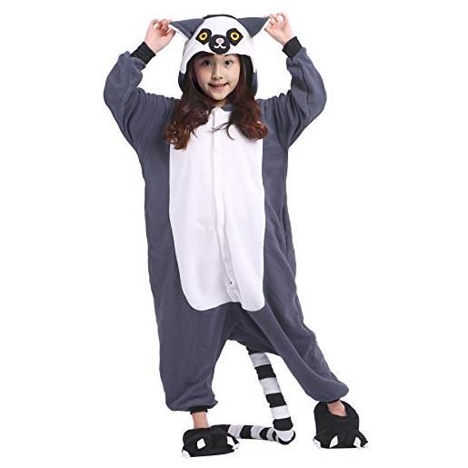 Taigood bambino pigiama cartoni kigurumi animale lemure dalla coda ad anelli cosplay da unisex