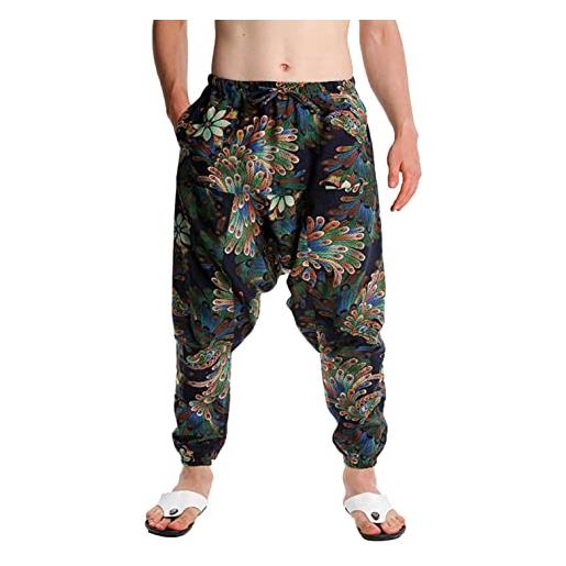 Modaworld pantaloni da uomo harem comodi pantaloni elastici in vita pantaloni casual pantaloni larghi hippies yoga con stampati