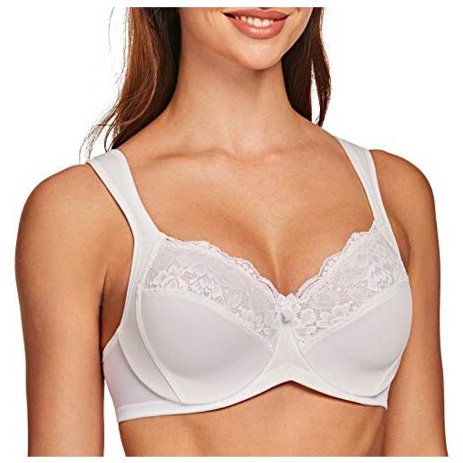 MELENECA donna reggiseno pizzo minimizer taglie forti cinghie imbottite coppa piena con ferretto bianco 9d