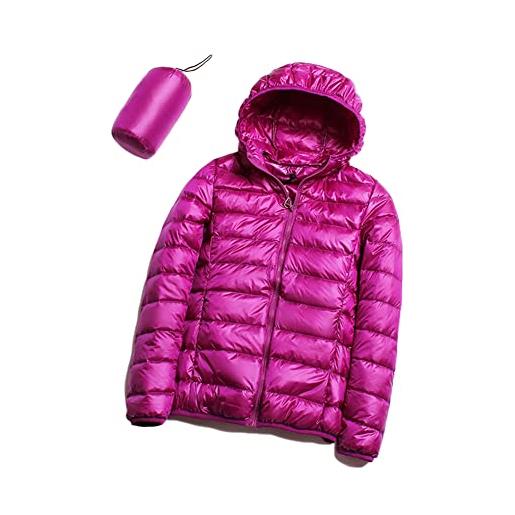DAIHAN donna giacca mezza stagione trapuntata giubbino piumino giacca imbottita da esterno ultraleggero con cappuccio giacconi invernali con cerniera, fucsia, s