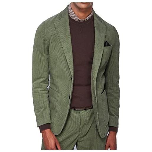Evoga abito completo uomo in velluto collezione sartoriale inverno elegante casual (44, verde)