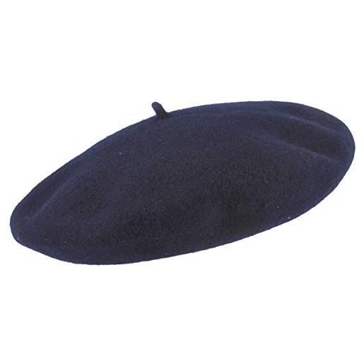 Elosegui cappello da basco originale francese | barett | maschera in feltro | made in spain - in 100% lana merino con piatto largo 13 pollici blu 59