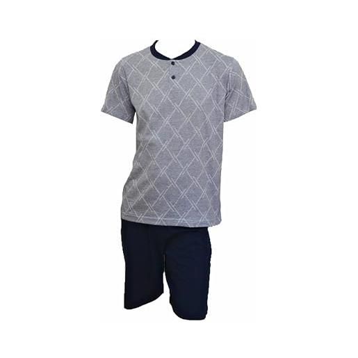 Il Granchio pigiama uomo cotone corto + calza - pigiama uomo cotone leggero - pigiama uomo estivo corto (1079 grigio, l)