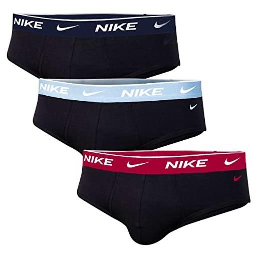 Nike hip brief 3pk underwear, set di 3 slip uomo in dri-fit essential micro (s, black/gradient)