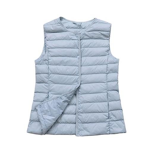 ORANDESIGNE donna giacca smanicato inverno piumino cappotto ultraleggeri trapuntato packable giacca gilet piumino smanicato con collo alto giacca con imbottitura in piumino a blu 3xl