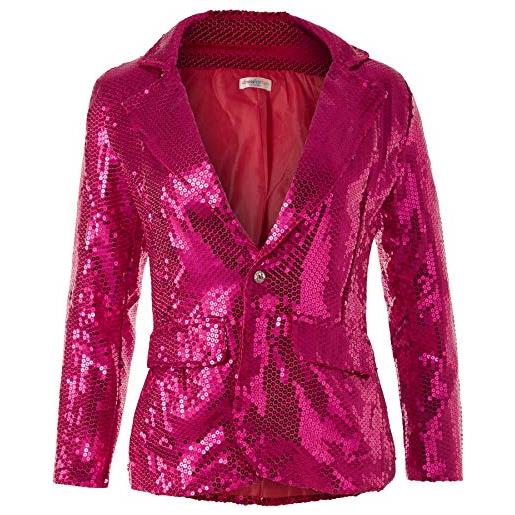 dressforfun 900995 vestito donna, giacca con paillettes, discoteca carnevale festa -modelli differenti (l | rosa| no. 303878)