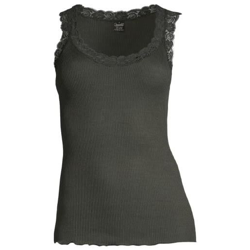 Oscalito - canotta donna con lavorazione costina in 70% lana 30% seta, 3/m, nero