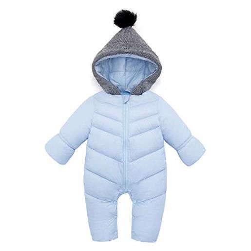 Happy Cherry - tuta invernale bambini bambino neonato pagliaccetto con cappuccio giacca imbottita a maniche lunghe tute da neve suit abbigliamento inverno per sci all'aperto - 0-3 mesi
