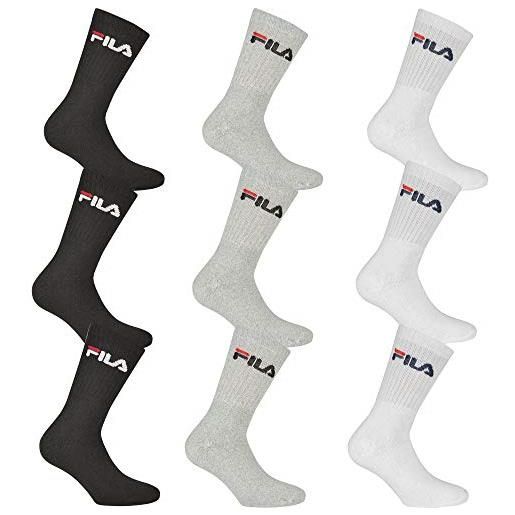 Fila 9 paia di calzini sportivi unisex, colore bianco, bianco, 39-42