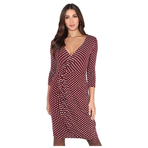 KRISP abito donna elegante scollo v fashion moderno taglie forti sexy cocktail curvy maniche 3 4 corto vestito, blu marino (6174), 44 eu (12 uk), 6174-nvy-12