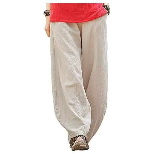 Versear donna pantaloni sciolto pantalone larga cotone larghi vita alta pantaloni gamba larga estivi con coulisse con tasche