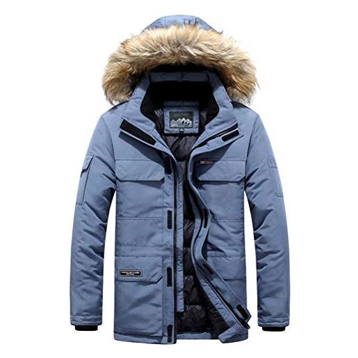 MEYOCEYO parka invernale uomo giacca invernale caldo giubbotto parka casual giacca parka con cappuccio cappotto blu marino 2xl