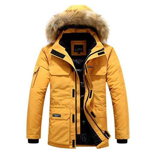 MEYOCEYO parka invernale uomo giacca invernale casual giacca parka caldo giubbotto parka con cappuccio cappotto giallo xl