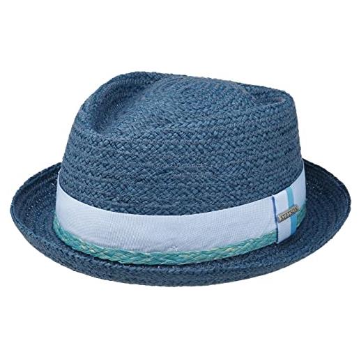 Stetson cappello di paglia vantella diamond donna/uomo - da sole estivo cappelli spiaggia con nastro in grosgrain primavera/estate - l (58-59 cm) blu