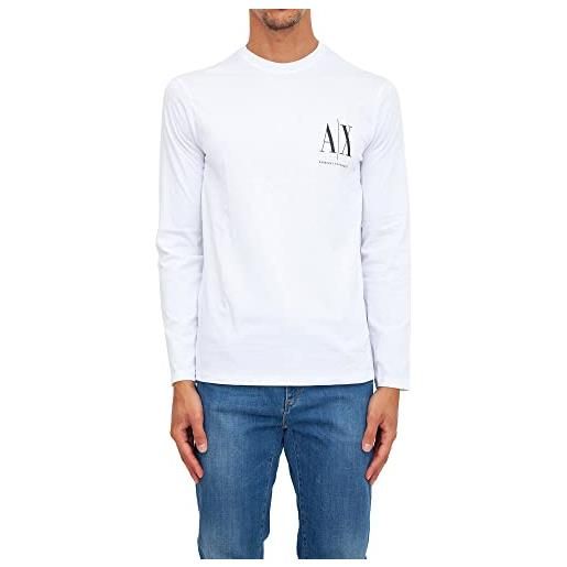 ARMANI EXCHANGE long sleeves, front print logo, t-shirt, uomo, bianco, l