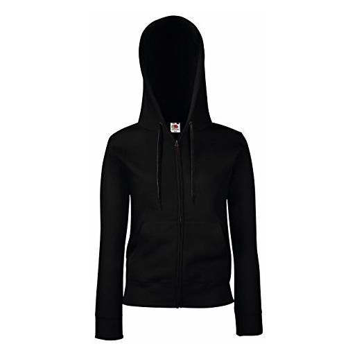 Fruit of the Loom premium hooded sweat jacket lady-fit felpa con cappuccio, nero (black 101), xxl donna