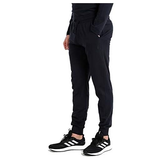 Coveri pantaloni tuta uomo con polsini cotone garzato taglie forti 3xl 4xl 5xl 6xl (5xl - blu)