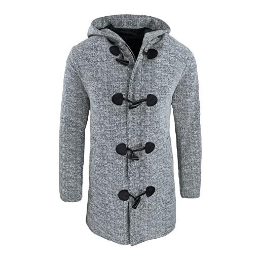 Evoga giacca montgomery uomo sartoriale made in italy elegante casual con cappuccio (s, grigio chiaro)