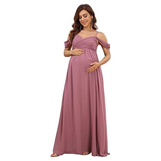 Ever-Pretty vestiti da cerimonia premaman tracolla regolabile scollo a v linea ad a chiffon lunghezza del piano da donna arancia bruciata 42eu