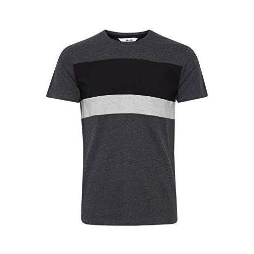 Solid sascha t-shirt a maniche corte maglietta da uomo con girocollo, taglia: l, colore: dark grey melange (8288)