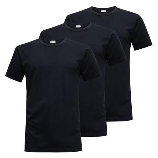 Liabel t-shirt uomo in cotone elasticizzato, art. 3858-23 girocollo, pacco da 3, nero l