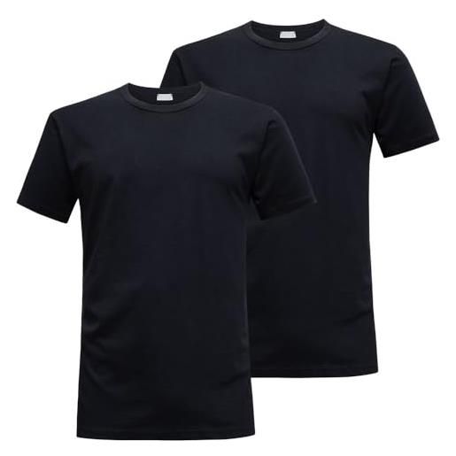 Liabel t-shirt uomo in cotone elasticizzato, art. 3858-23 girocollo, pacco da 2, nero l