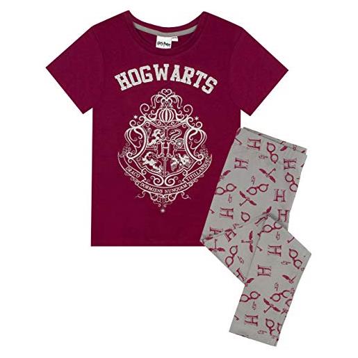 Harry Potter pigiama lungo o corto per bambina con stampa glitter di Harry Potter hogwarts