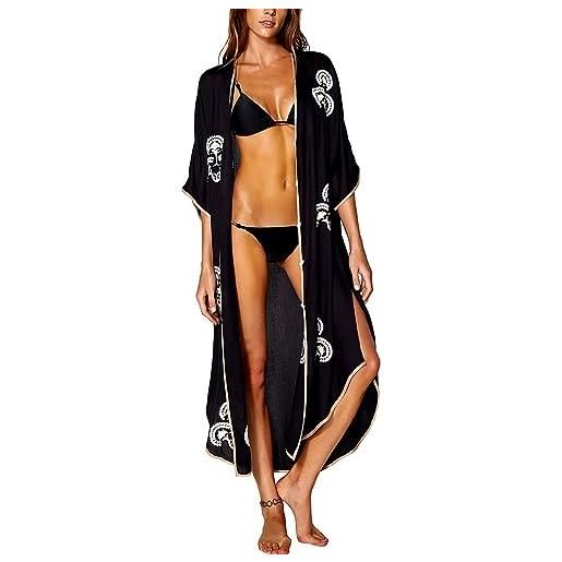 LikeJump donna cardigan vestito lungo da spiaggia abito maxi kimono costume da bagno cover up dress estate