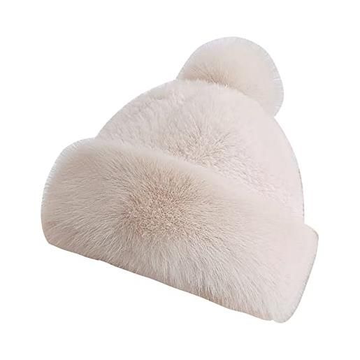 iSpchen cappello invernale in pelliccia sintetica da donna con protezione per le orecchie, cappello addensato caldo invernale con cappello elasticizzato in peluche con protezione per le orecchie