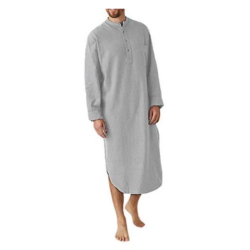 keepmore vestaglie musulmane da uomo abito caftano arabo mediorientale camicia da notte a maniche lunghe in tinta unita