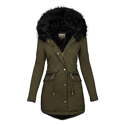 Modaworld giacca con cappuccio invernale da donna parka da montagna giacca lunga giacca caldo invernale da donna piumino taglie forti e imbottita con tasche