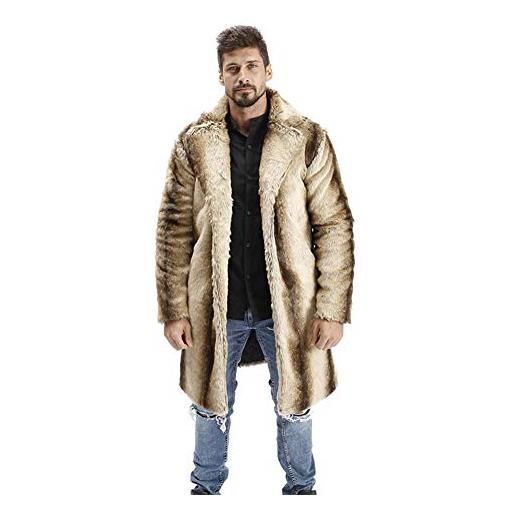 MEYOCEYO pelliccia uomo giacca invernale caldo pelliccia finta lungo giacca pelliccia banda cappotto pelliccia moda cappotto invernale 3xl