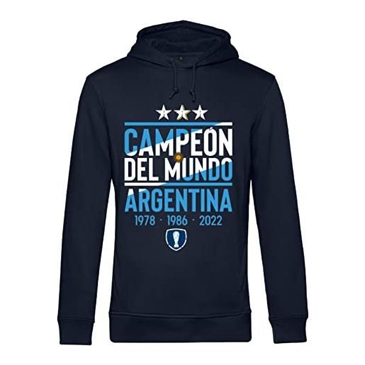 Vestin felpa con cappuccio uomo & bambino - campione del mondo argentina 2022 campeon - super vestibilità top qualità (9-11 anni, nera)