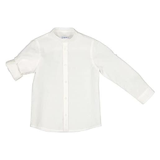 Mayoral camicia m/l c/coreana lino per bambini e ragazzi bianco 8 anni (128cm)