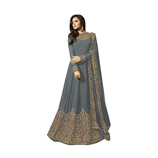Skyview Fashion abito da donna bollywood anarkali in finta georgette salwar kameez lomg con fondo non cucito, rama, free size up to 44 inch