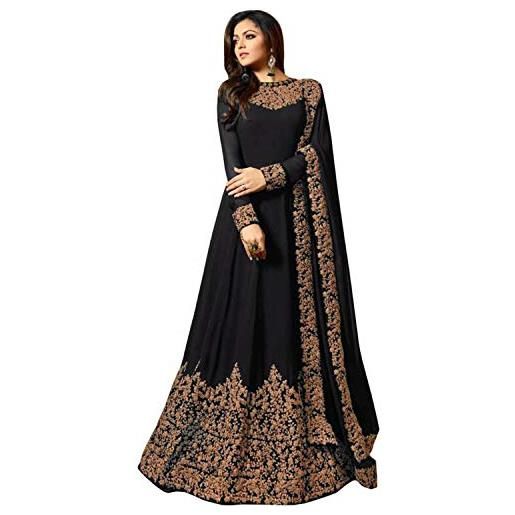 Skyview Fashion abito da donna bollywood anarkali in finta georgette salwar kameez lomg con fondo non cucito, rama, free size up to 44 inch