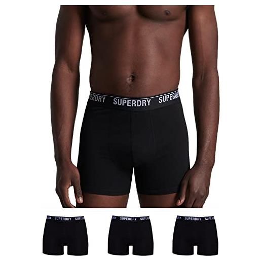 Superdry boxer multi triple pack pantaloncini, black/black optic, xl (pacco da 3) uomo