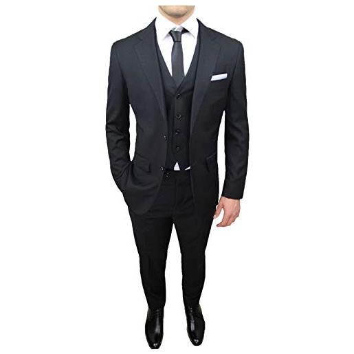 Mat Sartoriale abito completo uomo sartoriale nero elegante con gilet, cravatta e pochette in coordinato (50)